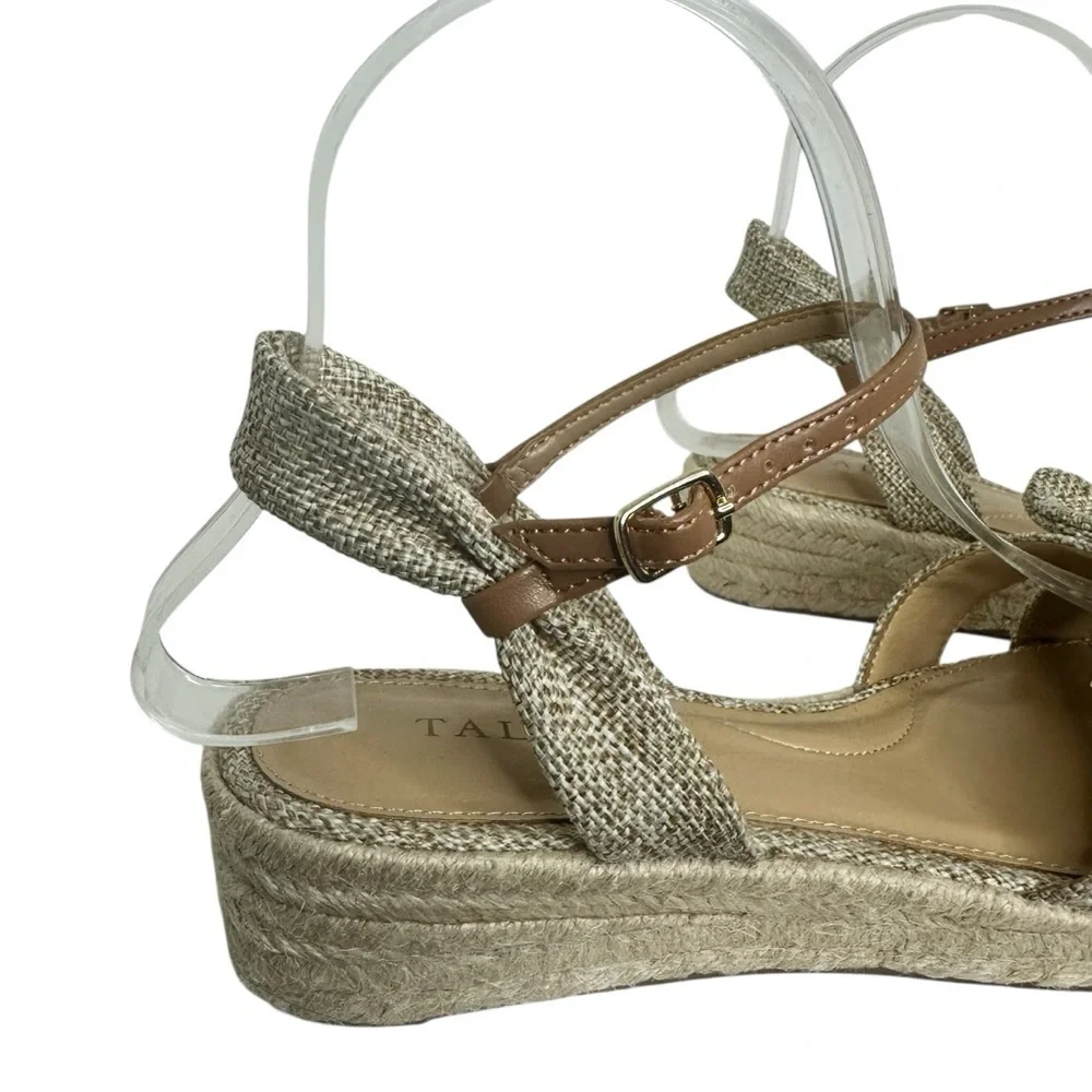 Talbots Linen Bow Espadrille Wedge Sandal Size 6.5